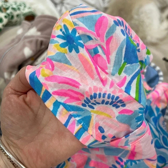 Lilly Pulitzer Rexa Tee Shirt Square neck Tropical Punch Pima short sleeve - Picture 6 of 7